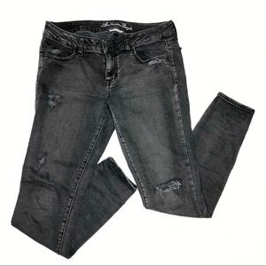 AEO | Black Gray Distressed Jegging Jeans